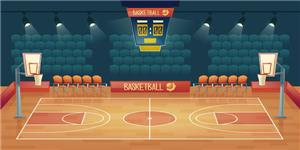 矢量概念-空旷篮球场矢量插画
